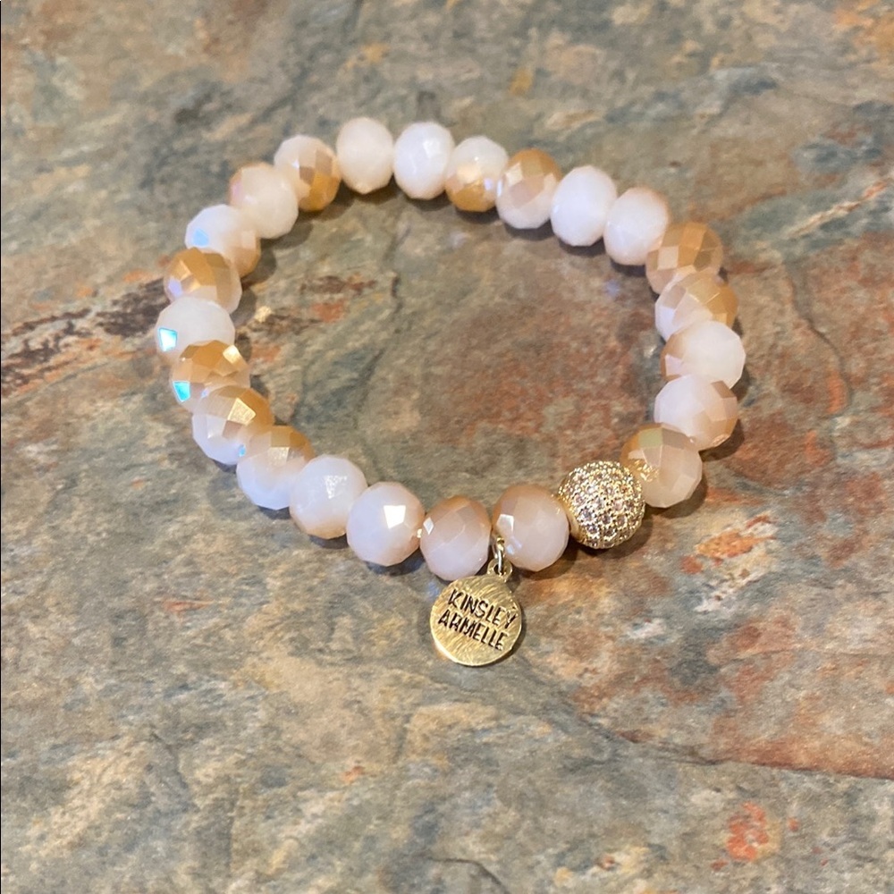 Kinsley Armelle Gold and Cream Beaded Bracelet NWOT